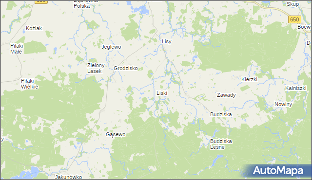 mapa Liski gmina Banie Mazurskie, Liski gmina Banie Mazurskie na mapie Targeo