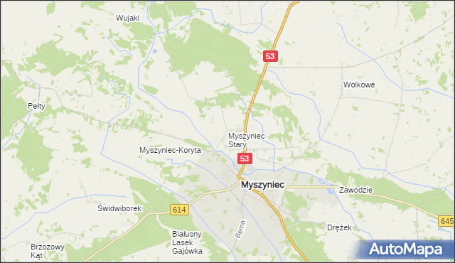 mapa Myszyniec Stary, Myszyniec Stary na mapie Targeo