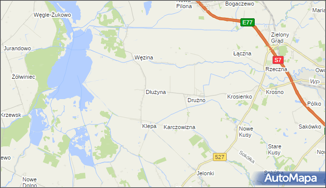 mapa Nowy Dwór gmina Elbląg, Nowy Dwór gmina Elbląg na mapie Targeo