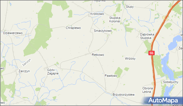 mapa Retkowo, Retkowo na mapie Targeo