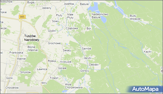 mapa Sarnów gmina Tuszów Narodowy, Sarnów gmina Tuszów Narodowy na mapie Targeo