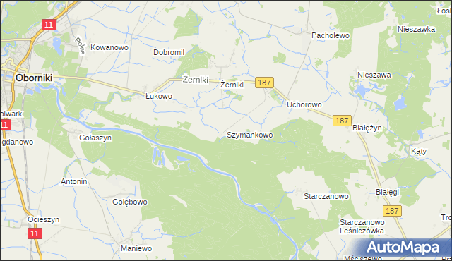 mapa Szymankowo gmina Murowana Goślina, Szymankowo gmina Murowana Goślina na mapie Targeo