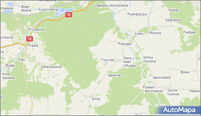 mapa Trzciniec gmina Kroczyce, Trzciniec gmina Kroczyce na mapie Targeo