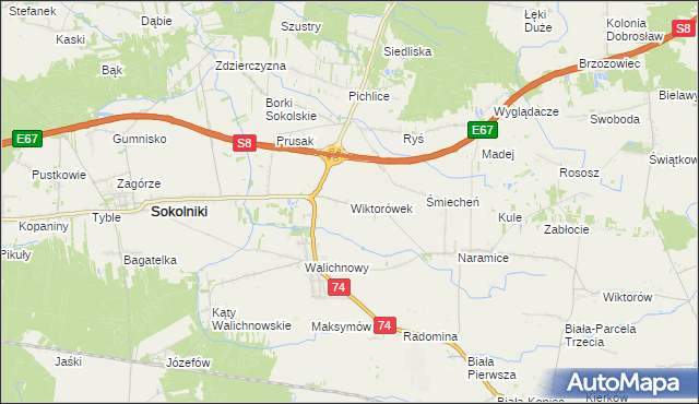 mapa Wiktorówek, Wiktorówek na mapie Targeo