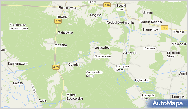 mapa Zborowskie gmina Zduńska Wola, Zborowskie gmina Zduńska Wola na mapie Targeo