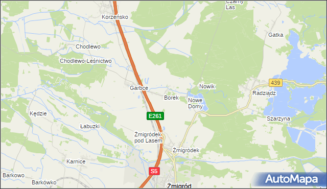 mapa Borek gmina Żmigród, Borek gmina Żmigród na mapie Targeo