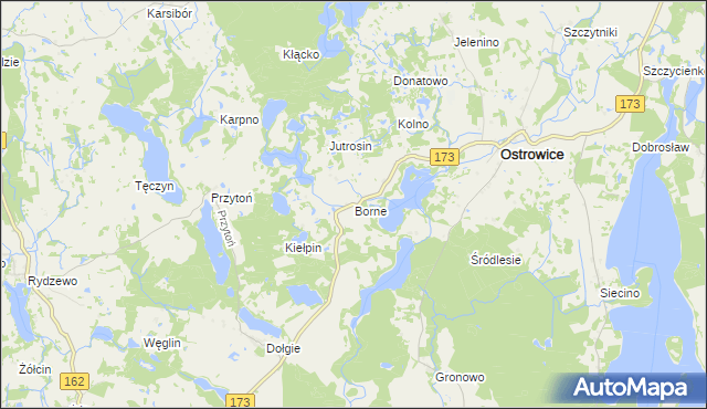 mapa Borne gmina Ostrowice, Borne gmina Ostrowice na mapie Targeo
