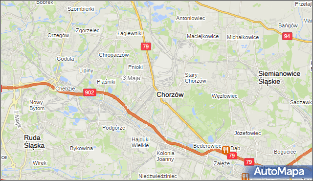 mapa Chorzów, Chorzów na mapie Targeo