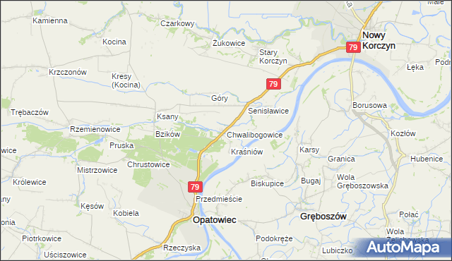 mapa Chwalibogowice, Chwalibogowice na mapie Targeo