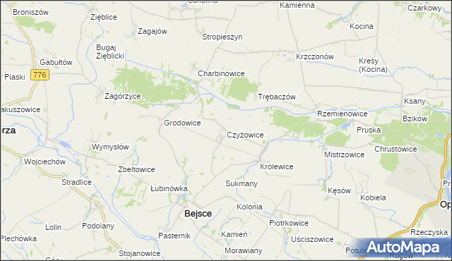 mapa Czyżowice gmina Bejsce, Czyżowice gmina Bejsce na mapie Targeo