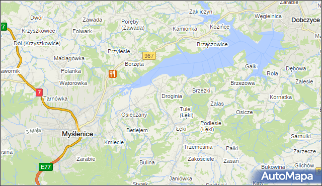 mapa Droginia, Droginia na mapie Targeo
