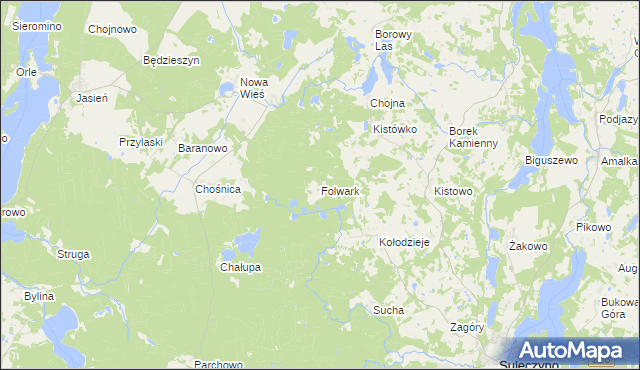 mapa Folwark gmina Parchowo, Folwark gmina Parchowo na mapie Targeo