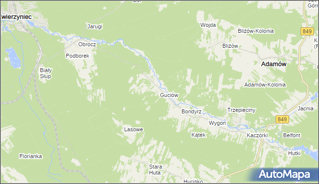 mapa Guciów, Guciów na mapie Targeo