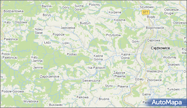 mapa Kąśna Górna, Kąśna Górna na mapie Targeo