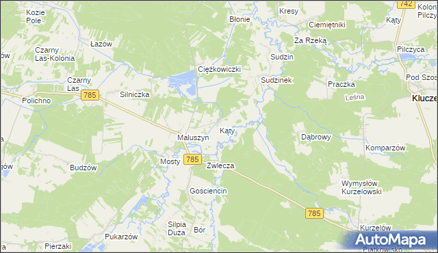 mapa Kąty gmina Żytno, Kąty gmina Żytno na mapie Targeo