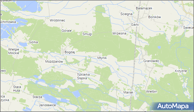 mapa Młynik gmina Sośnie, Młynik gmina Sośnie na mapie Targeo