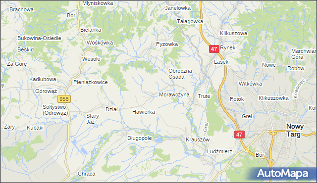 mapa Morawczyna, Morawczyna na mapie Targeo