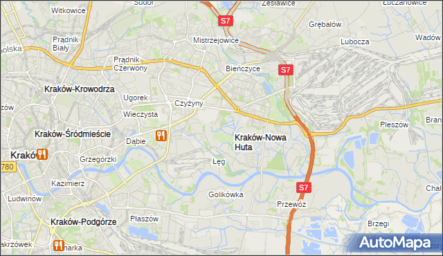 mapa Nowa Huta gmina Kraków, Nowa Huta gmina Kraków na mapie Targeo