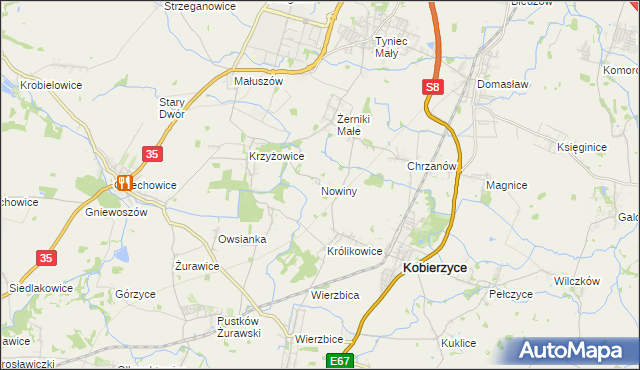 mapa Nowiny gmina Kobierzyce, Nowiny gmina Kobierzyce na mapie Targeo