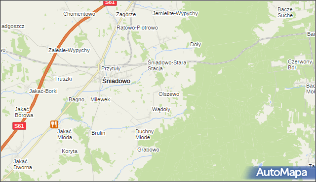 mapa Olszewo gmina Śniadowo, Olszewo gmina Śniadowo na mapie Targeo