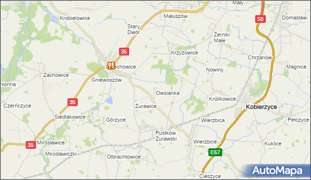 mapa Owsianka gmina Kobierzyce, Owsianka gmina Kobierzyce na mapie Targeo