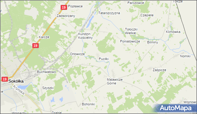 mapa Puciłki, Puciłki na mapie Targeo