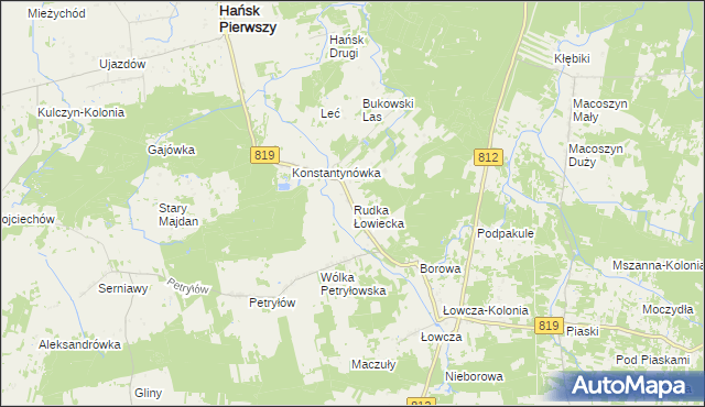 mapa Rudka Łowiecka, Rudka Łowiecka na mapie Targeo
