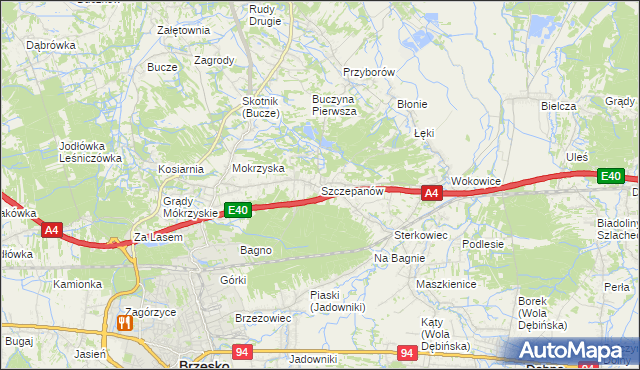 mapa Szczepanów gmina Brzesko, Szczepanów gmina Brzesko na mapie Targeo