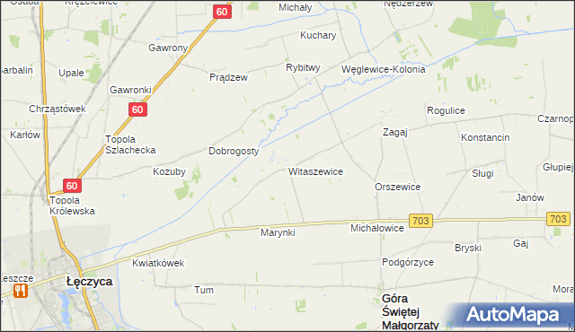 mapa Witaszewice, Witaszewice na mapie Targeo