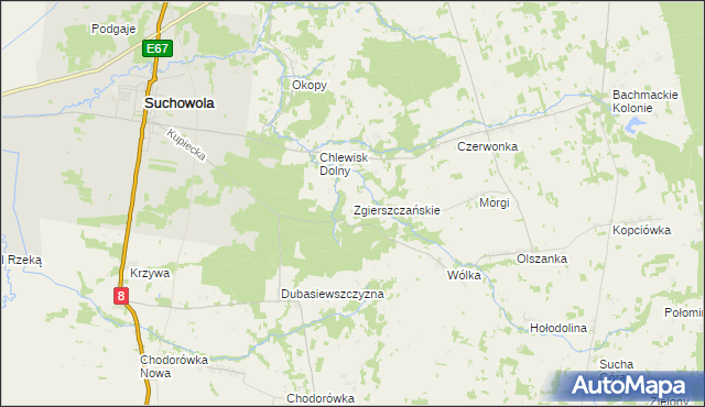 mapa Zgierszczańskie, Zgierszczańskie na mapie Targeo