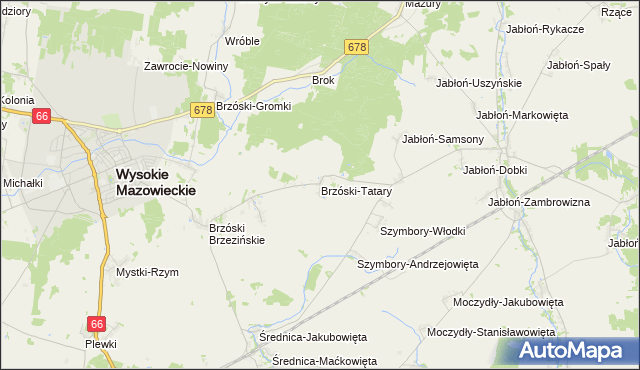 mapa Brzóski-Tatary, Brzóski-Tatary na mapie Targeo