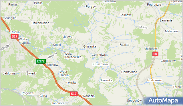 mapa Czarnówka gmina Wiązowna, Czarnówka gmina Wiązowna na mapie Targeo