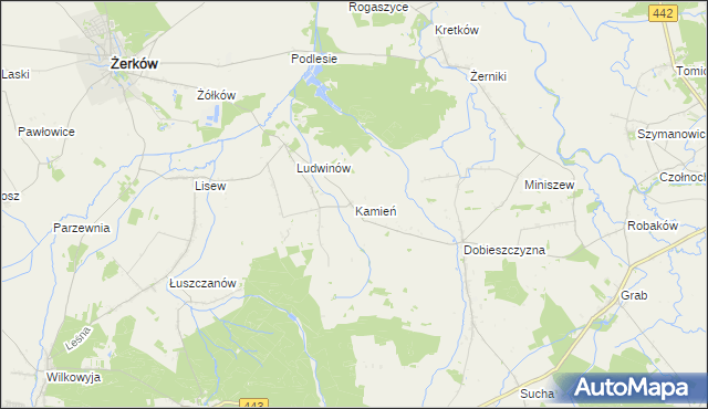 mapa Kamień gmina Żerków, Kamień gmina Żerków na mapie Targeo