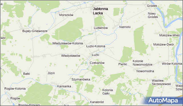 mapa Łuzki gmina Jabłonna Lacka, Łuzki gmina Jabłonna Lacka na mapie Targeo
