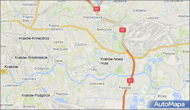 mapa Nowa Huta gmina Kraków, Nowa Huta gmina Kraków na mapie Targeo