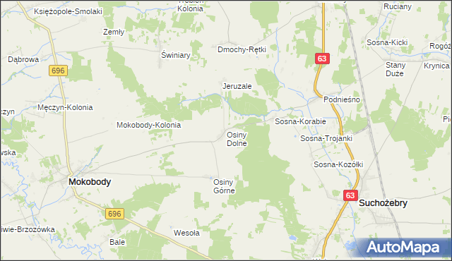 mapa Osiny Dolne, Osiny Dolne na mapie Targeo