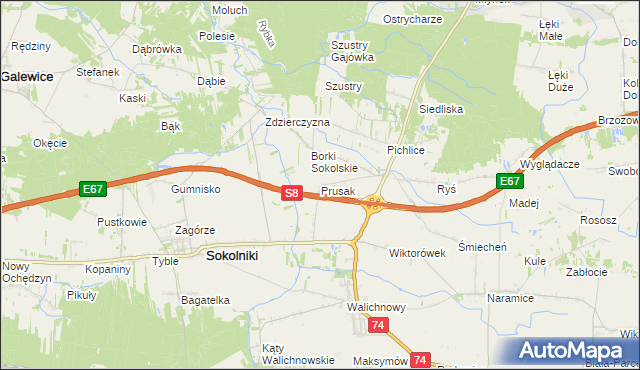 mapa Prusak, Prusak na mapie Targeo
