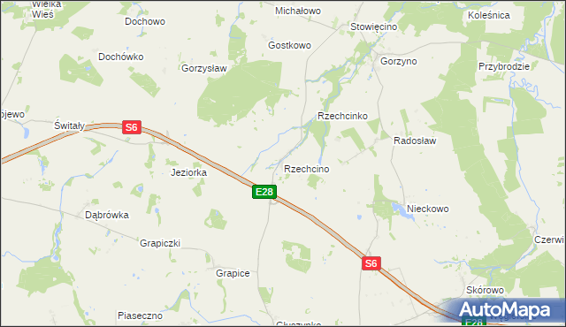 mapa Rzechcino, Rzechcino na mapie Targeo