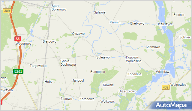 mapa Sulejewo gmina Lipno, Sulejewo gmina Lipno na mapie Targeo