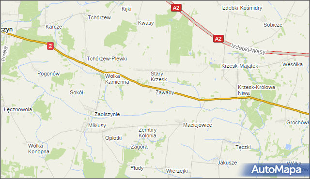 mapa Zawady gmina Zbuczyn, Zawady gmina Zbuczyn na mapie Targeo