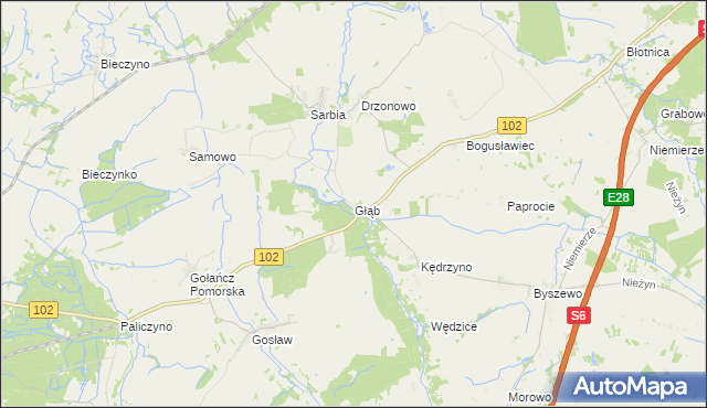 mapa Głąb, Głąb na mapie Targeo