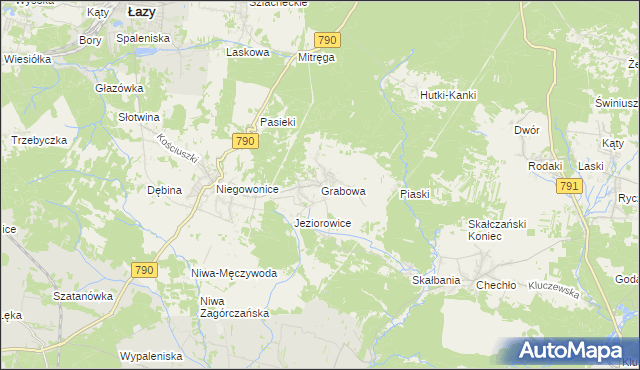 mapa Grabowa gmina Łazy, Grabowa gmina Łazy na mapie Targeo