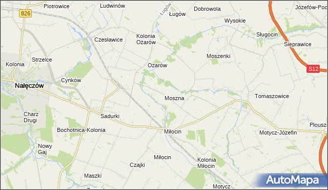 mapa Moszna gmina Jastków, Moszna gmina Jastków na mapie Targeo