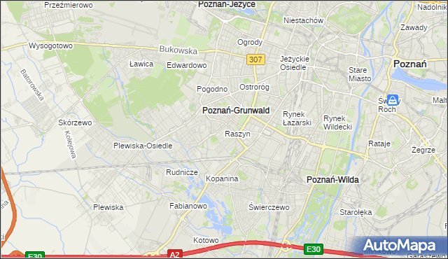 mapa Raszyn gmina Poznań, Raszyn gmina Poznań na mapie Targeo