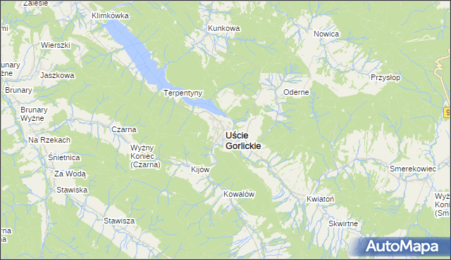 mapa Uście Gorlickie, Uście Gorlickie na mapie Targeo