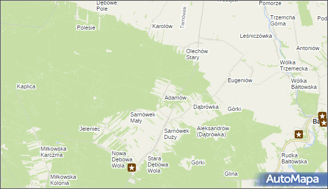 mapa Adamów gmina Sienno, Adamów gmina Sienno na mapie Targeo