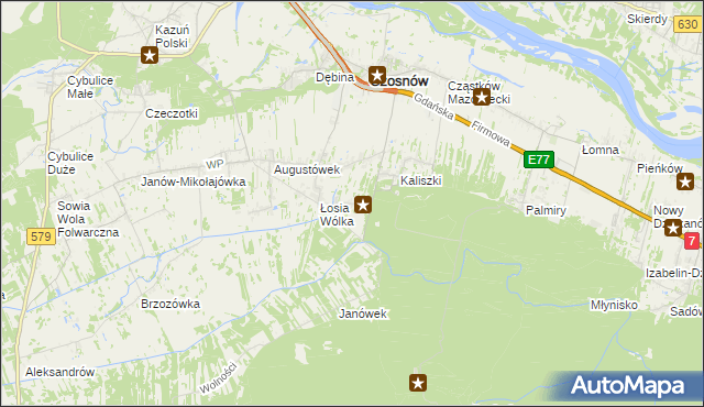 mapa Adamówek gmina Czosnów, Adamówek gmina Czosnów na mapie Targeo