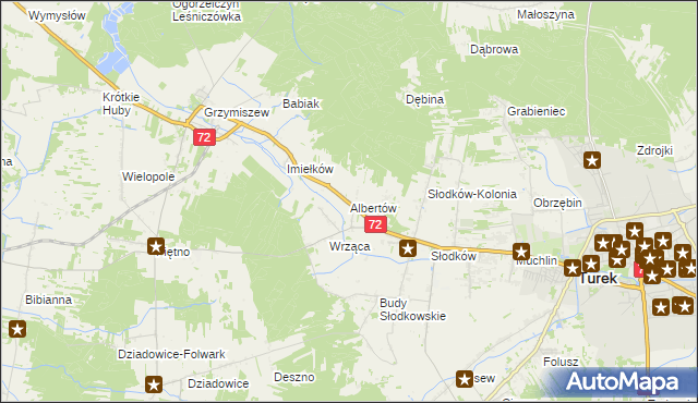 mapa Albertów gmina Turek, Albertów gmina Turek na mapie Targeo