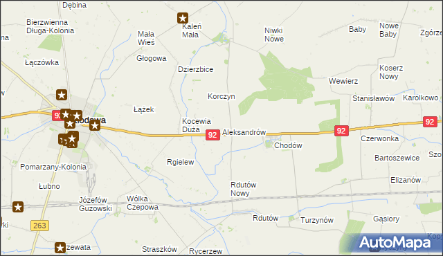 mapa Aleksandrów gmina Chodów, Aleksandrów gmina Chodów na mapie Targeo