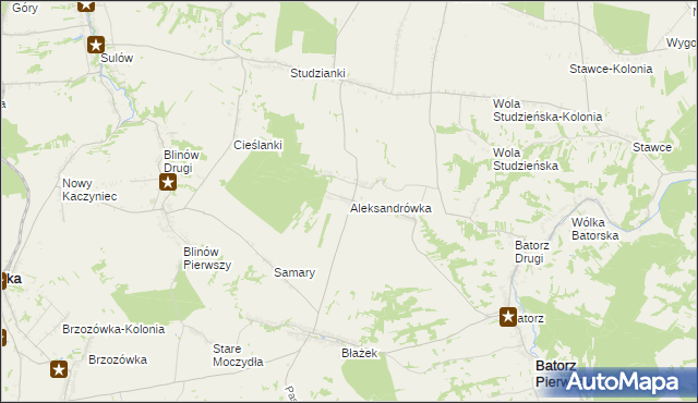 mapa Aleksandrówka gmina Batorz, Aleksandrówka gmina Batorz na mapie Targeo